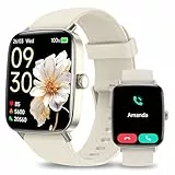 Yoever Smartwatch Damen mit Telefonfunktion - 1.85' Fitnessuhr Damen mit Herzfrequenz SpO2 Schlafmonitor, 110+ Sportmodi Schrittzähler Uhr, IP68 Wasserdicht Smart Watch für Android iOS Beige
