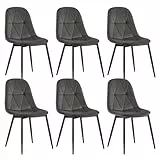 Lestarain Esszimmerstühle 6er Set mit Rückenlehne, für Esszimmer Küche Wohnzimmer, Küchenstühle gepolstert mit Samtbezug, aus Metall, ergonomisches Design, Dunkelgrau