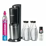 SodaStream Wassersprudler CRYSTAL 3.0 mit Quick-Connect CO2-Zylinder| inkl. 4 x 0,8L CRYSTAL Glasflasche | Farbe: Titan + SodaStream Sirup Pepsi Zero Zucker, 440 ml