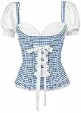 Dirndline Damen Trachtenmieder mit integrierten Push-up Bluse, Kurze L?nge, M