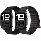 Yoohoo 2 Stück Nylon Armband Kompatibel mit Apple Watch Armband 46mm 45mm 44mm 42mm 49mm 41mm 40mm 38mm Damen Herren,Sport Loop Ersatzarmband für iWatch Band Series 11 10 9 SE Ultra 8 7 6 5 4 3 2 1