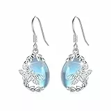 Libelle Ohrringe für Damen 925 Sterling Silber Mondstein/Abalone Hängend Ohrringe Libelle Mondstein/Abalone Ohrringe Schmuck Geschenke für Frauen Mädchen Tochter Freund (Mondstein)