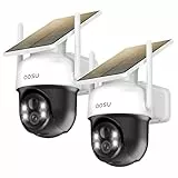 aosu 2K Überwachungskamera Aussen Solar Akku 3MP [360° PTZ Panorama, Integrierter Solarpanel] Kabellos PIR-Personenerkennung Automatische Verfolgung Farb-Nachtsicht Ton- & Lichtalarm 2-Wege-Audio