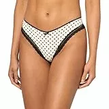 Hugo Damen Unique Lace Trim Thong Tangahöschen, Weiche, cremefarbene Punkte, XS