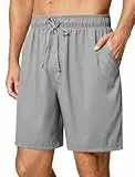 Friptspyg Herren Kurz Hosen Sommer Shorts Freizeit Leinen Stretch mit Taschen Leichte Strand Shorts Freizeithose, Grau S