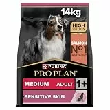 Pro Plan Medium Adult Sensitive Skin, Hundefutter trocken, reich an Lachs, 1er Pack (1 x 14 kg)