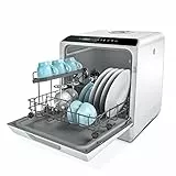 Hermitlux Tischgeschirrspüler, Mini Geschirrspüler mit und ohne wasseranschluss verwendbar, 43 cm breit, Platz für 4 Maßgedecke, Camping nutzbar, 175 kWh/Jahr, weiße