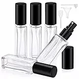 Segbeauty Parfümzerstäuber Nachfüllbar Glas, Portable Zerstäuber für Unterwegs, Quadratisches Glasparfümfläschchen Leerefür Parteien Reise Männer und Frauen, 5 Stück Transparenter Leere Parfümspender