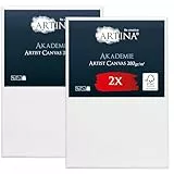 Keilrahmen Leinwand zum Bemalen 40x60 cm – Artina FSC® 2er Set Leinwand Keilrahmen Leinwände für Acrylfarben Canvas 100% Baumwolle – bespannte Keilrahmen Leinwände zum malen Acryl Leinwand Rahmen