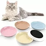 Ezvsevuo 5 Stück Katzennapf Flach Keramik, Futternapf Katze mit Rutschfestem Silikonboden, Bunter Katzenschüssel Anti Whisker Fatigue, Katze Napf, Katzenteller Napfset für Katzen und Kleintiere