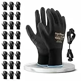 FUZZIO 24 Paar Arbeitshandschuhe Herren Gr 8, Mechaniker Handschuhe, Gartenhandschuhe Herren, Arbeitshandschuhe Damen, Montagehandschuhe Herren, Polyurethan Beschichtung mit Handschuhclip