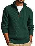 PJ PAUL JONES Pullover Herren Rollkragenpullover 1/4 Zip Strickpullover Modische Winterpullover Feinstrick Erkek Kazakları, Dunkelgrün, L