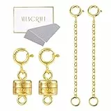 KISSPAT 2 Paar Magnetverschluss und Kettenverlängerung Set, 925 Sterling Silber Magnetverschluss, Magnetverschluss Kette, für Halskette Armband Schmuck