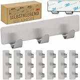 RICOO 8 x Hakenleiste Küche mit 3 Edelstahl Haken selbstklebend MH020-8 Handtuchhaken ohne Bohren Klebehaken Badezimmer Kleiderhaken zum Kleben Badhaken Badezimmerhaken Wandhaken Bad Aufhängehaken