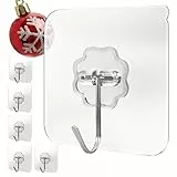 Menz Haken selbstklebend, 6 Stück transparent Klebehaken extra stark, Klebehaken outdoor wetterfest, Wandhaken selbstklebend, Decke & Wand drehbar, Mehrzweck für Küche, Bad, Deko