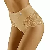 Wolbar Miederhose Damen Miederslip Hoher Taille Slip Shapewear Damen Figurformende Bauchweg Unterhose Spitze Sexy Unterwäsche Miederpant, Beige,XL