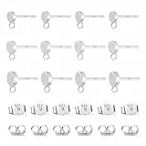 Silber 925 Ohrringe Rohlinge, Ohrstecker Rohlinge hypoallergen 12 Stück Ohrstecker flache Selber Machen Set Ohrstecker mit Schmetterlings Ohrring Verschlüssen für die Schmuckherstellung