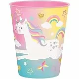 Unique 75817 Wiederverwendbare Plastikbecher, 295 ml, Einhorn-Party, 4 Stück (1 Stück), mehrfarbig