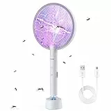 PALONE Elektrische Fliegenklatsche mit 4000V - Insektenvernichter Elektrisch & UV-Licht Mückenklatsche, 2-in-1 USB C wiederaufladbar inkl. Ladebasis