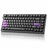 YUNZII RT75 PRO Drahtlose Gaming-Tastatur, Hall-Effekt Mechanische Rapid-Trigger Tastatur Bluetooth/USB-C/2.4G 8KHz Abtastrate &128K Scan, Einstellbarer Drehknopf, RGB (Schwarz, Magnetic Red Switch)