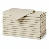 Amazon Basics Wiederverwendbare schmutzabweisende und knitterfreie Stoffservietten, 12er-Pack, 43 x 43 cm, Beige