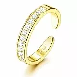 Morfetto 14K Gold Gefüllte Zehenring Für Frauen Hypoallergen - Einstellbare Offene Kleine Ringe Gold Riesige Band CZ Zehenringe Dreireihige Zehenring Goldene Fußschmuck CZ