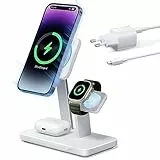 ESR 3 in 1 Ladestation für Apple Watch und iPhone, 25W Magsafe ladestation, Induktive Ladestation für iPhone 17/16/15/14/13, für Apple Watch/AirPods 4/3/Pro, Weiß