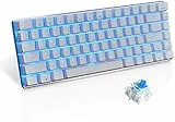 UrChoiceLtd mechanische Gaming-Tastatur AK33 mit USB-Anschluss, LED-Hintergrundbeleuchtung, Anti-Ghosting-Funktion, Blaue oder Schwarze Tasten, weiß Blue Switch
