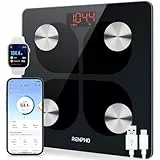 RENPHO Elis 1 Körperfettwaage, Bluetooth Personenwaage USB Wiederaufladbare Körperanalysewaage mit App, Smart Körperwaage für Körperfett, BMI, Gewicht, Muskelmasse, Wasser, Protein