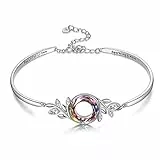 AOBOCO Armreif aus Sterlingsilber mit Kristallen – Beautiful You – Gravur inspirierende Armbänder Schmuck Geschenk für Sie