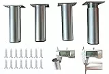 PUTOAHAO 4 Möbelfüße Verstellbar,Schrankbeine Aluminiumlegierung(Dia 38mm),Möbelfuß Höhenverstellbar(0-15mm),Dicke Rohrwand Möbelfuss für TV-Schrank,Badezimmer,Küche,DIY Tisch (silbrig, 18cm)