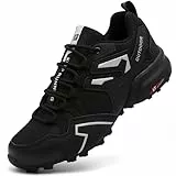 Mufanton Traillaufschuhe Herren Laufschuhe Straßenlaufschuhe Wanderschuhe Leicht Trekkingschuhe Walkingschuhe Sportschuhe Sneaker Outdoor Fitnessschuhe,Schwarz Silberfarben,EU42
