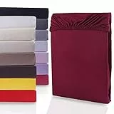DecoKing Spannbettlaken 80x200 90x200 cm Bordeaux Spannbetttücher Jersey 100% Baumwolle Boxspringbett Nephrite 80 x 200 90 x 200