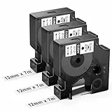 Upwinning 3x 45013 Etikettenband 12mm Kompatibel mit Dymo D1 12mm x 7m S0720530 für Dymo LabelManager 160 210D 280 360D 420P, Kompatibel mit D1 45013 A45013 Schwarz auf Weiß Schriftbänder