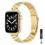 GEARYOU Ersatzarmband Kompatibel mit Apple Watch Armband 42mm(Series 11 10) 40mm 38mm 41mm Damen Herren,Slim Edelstahlarmband Kompatibel mit iWatch Series 11/10/9/8/7/6/5/4/3/2/1,SE 3 2 1,Gold