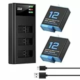 ENEGON Dreifach-Ladegerät Set – 2 Lithium-Ionen-Akkus für Hero 12/11/ 10/9 Black (Komplettpaket: 3-Kanal-Ladegerät + 2 Akkus)