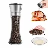 Salzmühle und Pfeffermühle Premium Edelstahl Salz- und Pfefferstreuer mit Einstellbarer Grobität Salz und Pfeffermühlen aus Glas Gewürzmühle mit Keramikmahlwerk
