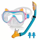 Schnorchelset Kinder,Taucherbrille Kinder mit 180° Anti-Fog Panorama-Weitblick Tauchmaske und Dry Schnorchel Schnorcheln Set Schwimmbrille geeignet für Geschenk