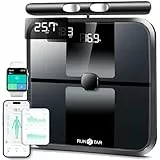 RunStar Körperfettwaage, 8-Elektroden-Ganzkörperanalyse mit 28 Körperwerten, App-Synchronisierung, BMI, Muskelmasse – Hochpräzise Digitale Waage mit 3-Stufigem Display