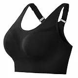 Litherday Sport BH Damen Push Up Nahtlos Starker Halt Sports Bra Ohne Bügel Abnehmbaren Gepolstert Verstellbare Träger Sportunterwäsche für Fitness Yoga Lauf (Schwarz, M)
