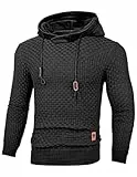 TARAINYA Pullover Herren Hoodie Kapuzenpullover Langarm Männer Casual Sweatshirt Hoody mit Kordelzug Schwarz 2XL