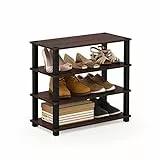Furinno Turn-S-Tube Schuhregal mit 4 Ebenen, dunkle Kirsche/Schwarz