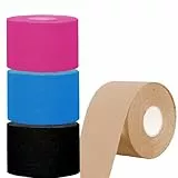 NELLHOMY Kinesiology Tape, 4 Rollen Kinesiotapes Sport Tape 5cm x 5m, Elastisch & Wasserfest Physio Tape Knie Tape für Schulter, Rücken, Knie, Ellenbogen und Nacken