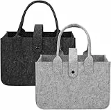 Huiguli 2 Stück Filztasche Einkaufstasche, 39x26x20cm XXL Filz Henkeltasche, Faltbar Filztaschen Shopper, Tragetasche Filz zur Einkaufen, Ausgehen, Aufbewahrung, Reisen, Picknick