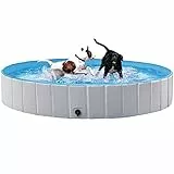 Yaheetech Hundepool für Hunde, Swimmingpool 100/120/140/160 x 30 cm, Hund Planschbecken Schwimmbecken, Faltbarer Pool Badewanne Wasserbecken, Klappbares Haustier-Duschbecken