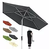 Doppler Sonnenschirm für den Garten SL-AZ Auto Tilt 275 cm Anthrazit I Gartenschirm knickbar I Kurbelschirm mit UV-Schutz 80+ I Kurbelschirm aus Aluminium I regenabweisendes Polyester-Schirmdach
