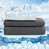 HOMFINE Kühldecke Doppelseitig Kühlende Decke - Leichte Kühldecke für Menschen Q-Max  0,4 Sommerdecke Kühlend Selbstkühlende Sommer Decke Cooling Blanket für Bett, Grau, 150 x 230 cm