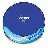 Lenco CD-011 - Tragbarer CD-Spieler mit Akkuladefunktion -Discman - CD Walkman - Mit Kopfhörern und Micro-USB-Ladekabel - LCD-Bildschirm - blau