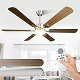 Airwit 132cm Groß Deckenventilator mit Beleuchtung Doppelseitige Flügeln, Leise Deckenventilator mit Fernbedienung und Umkehrbar DC Motor für Schlafzimmer Wohnzimmer