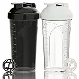 PZMLOASN 2er-Set Protein Shaker 800ml | Auslaufsicherer Fitness Shaker mit Mischkugel | BPA-frei | Spülmaschinengeeignet | Ideal für Proteinshakes, Fitness und Unterwegs
